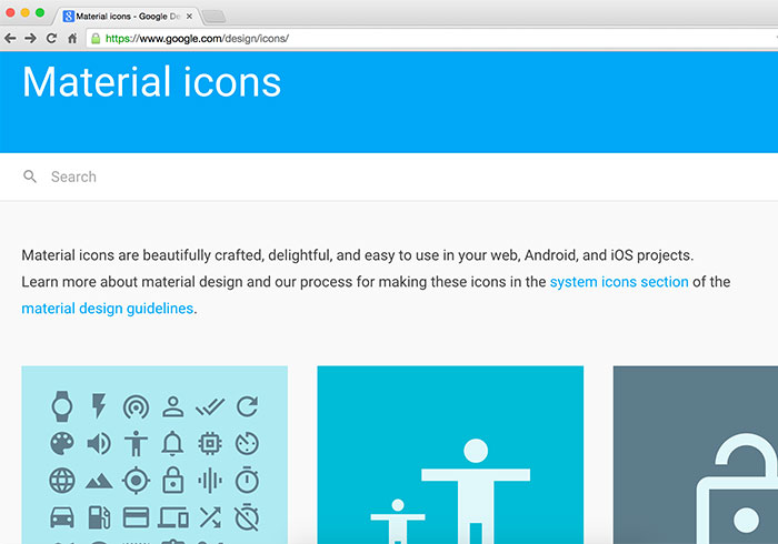 《Google Material icons》免費向量圖示下載與網站應用