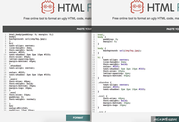 梅問題－HTML Formater 線上一鍵，將HTML、Javascript、CSS原始碼重新編排更易閱讀