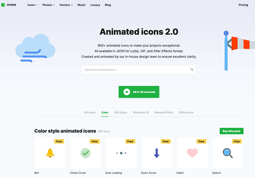 Icons8 現在也推出 Animated icons 2.0 動態圖示免費下載使用