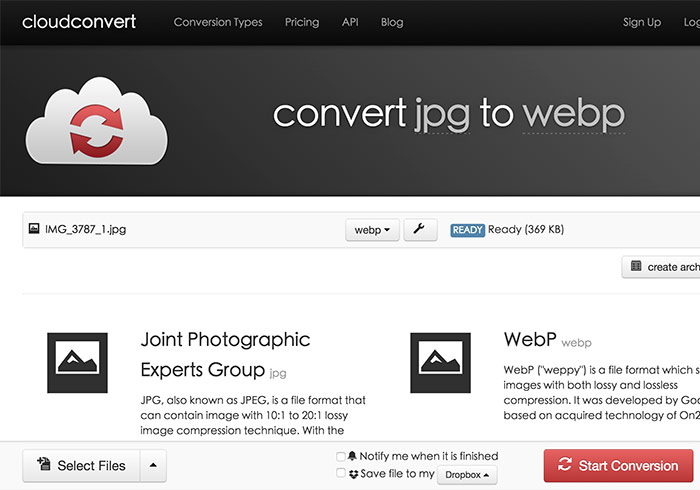 梅問題－「CloudConvert」萬用線上圖檔轉換平台支援網頁新格式Google Webp