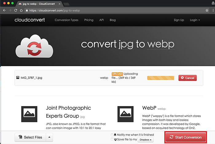 梅問題－「CloudConvert」萬用線上圖檔轉換平台支援網頁新格式Google Webp