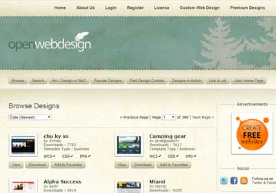 Open Web Design 上千款RWD自適應網頁版型免費下載