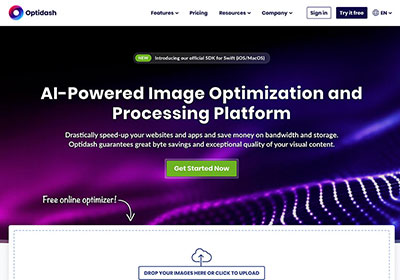 Optidash 線上圖片壓縮圖器，使用人AI技術降低圖檔大小，還能保有影像品質