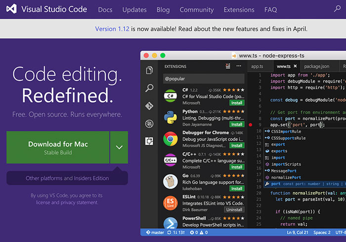 Visual Studio Code 微軟推出免費跨平台網頁編輯器，支援高亮與語法提示
