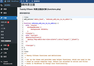 如何在 WordPress 後台管理面板，添加自定 CSS 或 Javascript 原始碼
