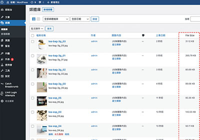免外掛！一段語法立即，讓 WordPress 的媒體庫，出現圖片的檔案大小